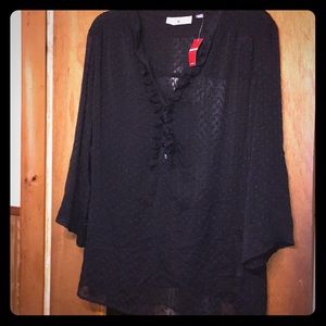 Black sheer plus size blouse